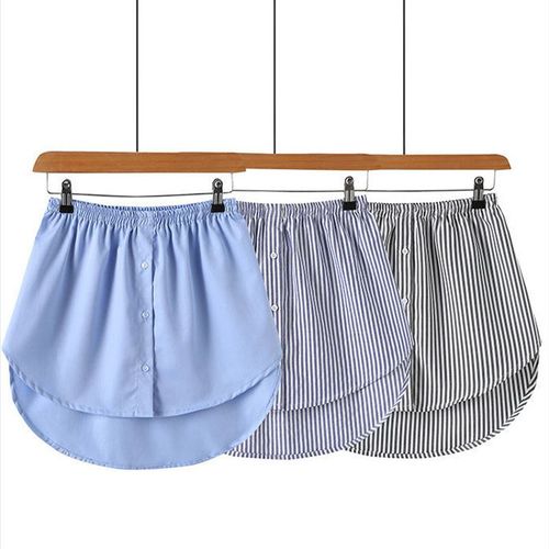 Mini Shirt Extensions Femmes, Jupe Allong¿¿E All Match Couches R¿¿Glables, Faux Top Sous Col Balay¿¿ Chemise Ourlet Allong¿¿
