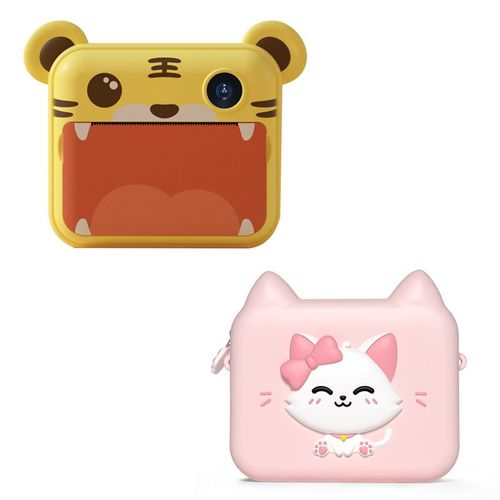 32 Go - Tigre Avec Sac - Appareil Photo Enfant,Appareil Photo Instantané,Appareil Photo Instantané Pour Enfants, Avec Jouets Imprimés, Vidéo, Photo Numérique, Cadeau'anniversaire, Noël