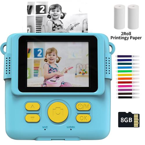 Caméra Instantanée Pour Enfants - Appareil Photo Instantané 1080p Pour Enfants, Avec Papier'impression Thermique, Jouets De Noël