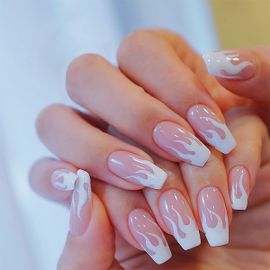 Ravissant Faux Ongles Rose Flamme, 24 Pièces/Boîte, Courts, Détachables, Pour Ballet, Portable, Presse Sur Tête Carrée, Couverture Complète 