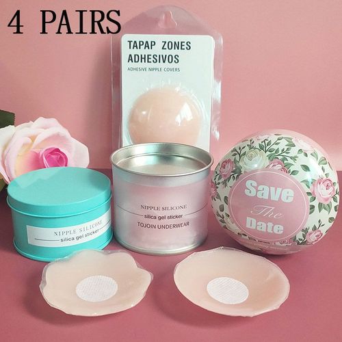 Autocollants De Mamelon En Silicone Pour Femmes, 4 Paires, Anti-Bosse, Coussinet De Poitrine, Pour Soulever Le Mamelon, Invisible, Réutilisable, Pour Soutien-Gorge Et Poitrine