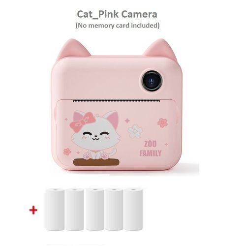 Chat 5 rouleaux - Appareil Photo Instantané Pour Enfants, 1080p, Avec Papier Imprimé, Pour Filles Et Garçons, Cadeau D'anniversaire