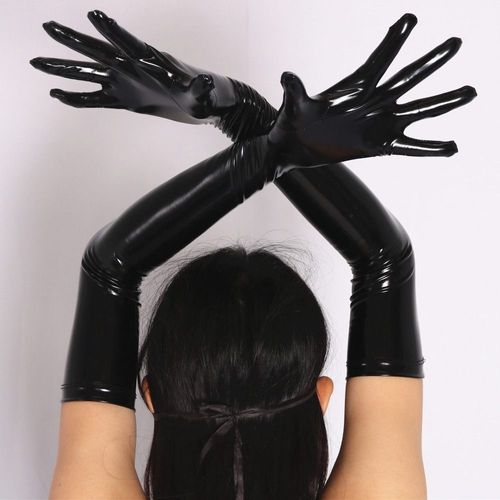 Gants Longs En Cuir Verni Pour Adultes, Moulants Pour Performance De Danse Pôle, Accessoires De Costumes D'halloween