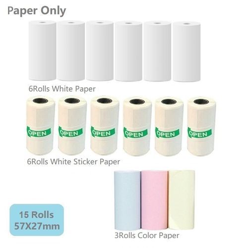 15 rouleaux de papier mélangé - Appareil Photo instantané pour enfants, 2.4 pouces, 1080P, vidéo numérique, avec papier imprimé, jouets, cadeau'anniversaire