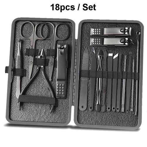 Ensemble De Coupe-Ongles De Manucure, 7 Ou 18 Pièces, Cuillère À Oreille En Acier Inoxydable, Ciseaux De Pédicure, Outil De Beauté 