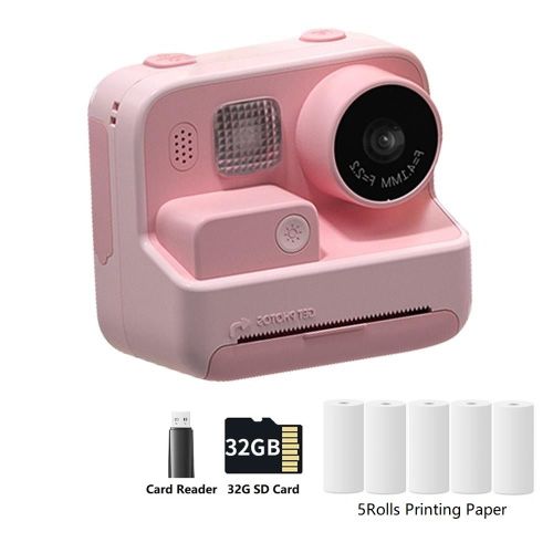 Rose 5rolls 32G - Appareil Photo Instantané Pour Enfants, 2.0 Pouces, 1080p, Avec Papier D'impression Thermique, Jouet, Cadeau De Noël