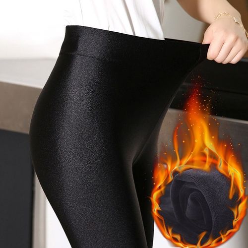 Leggings Chauds En Velours Pour Femme, Pantalon Noir Moulant, Élastique, Épais, Brillant, Hiver