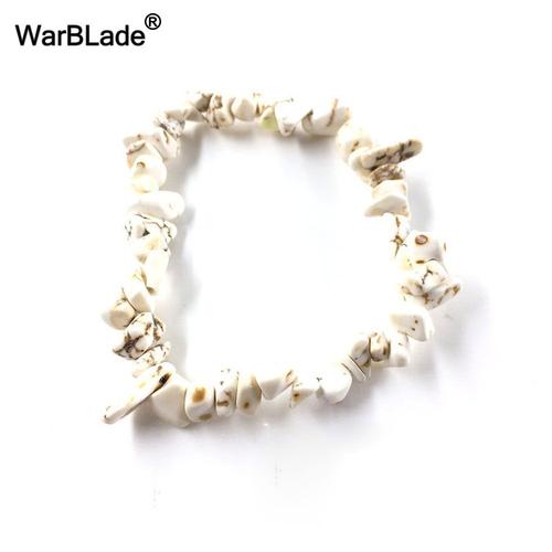 Pierre Blanche Beige - Bracelet En Pierres Précieuses Naturelles Pour Femmes, 10 Pièces, Quartz Irrégulier, Puce Extensible, Perles, Pépites, Améthyste, Cristal