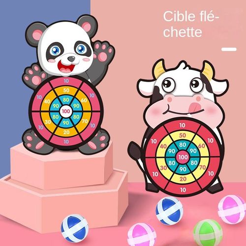 Jouet De Fléchettes Pour Enfants, Jeu De Cible Animal De Dessin Animé Vache Panda Deux Pièces