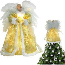 Topper De Sapin De Noël Ange, Figurine De Sapin De Noël Ange avec LED  Chapeau De Sapin De Noël Arbre De Noël Ange avec Ailes pour Décorations De  Noel