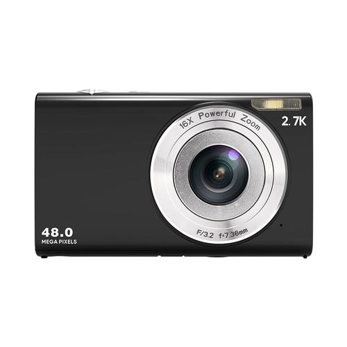 Pas de carte - noir - Appareil photo numérique haute définition pour enfants, 48 millions de pixels, n'aime 16x, appareils photo compacts antichocs, écran LCD IPS 2.88&quot