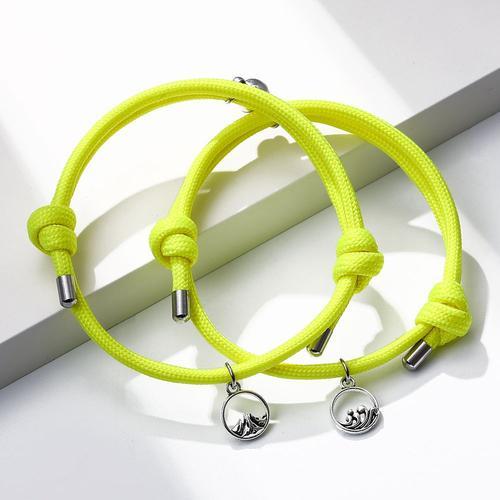 Y5 Jaune - Bracelet Fluorescent Lumineux Brillant De Montagne De Mer, Cadeau De Saint Valentin, Amour Éternel, Ensemble De Liaison Magnétique Pour Couple