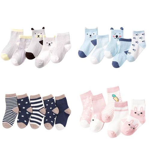 5 Paires/Ensemble Dessin Animé Bébé Chaussettes Printemps Automne Stripe Dot Filles Garçons Cheville Chaussettes Doux Enfant En Bas Âge Enfants Chaussettes Courtes