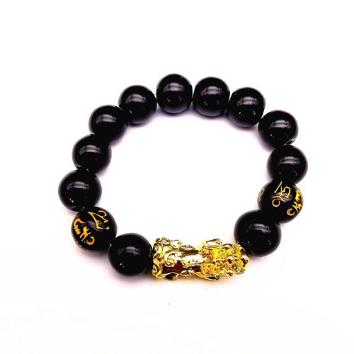 Bracelet En Onyx Noir Doré, Cadeau De Vacances, Bracelet Perlé, Offre Spéciale, Couleur @ 14mm