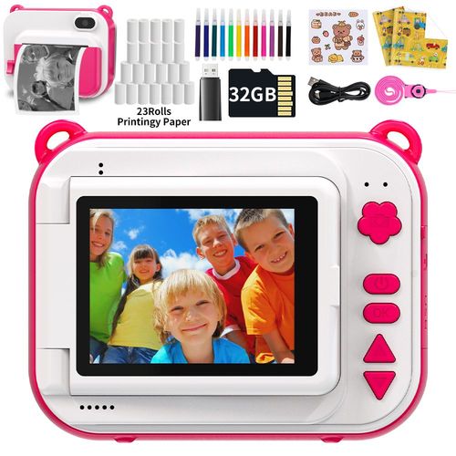 Caméra instantanée pour enfants - Appareil Photo Numérique Instantané Pour Enfants De 3 À 12 Ans, Filles Et Garçons, Écran 2.4 Pouces, Papier D'impression Thermique, Cadeau D'anniversaire Pour Enfants