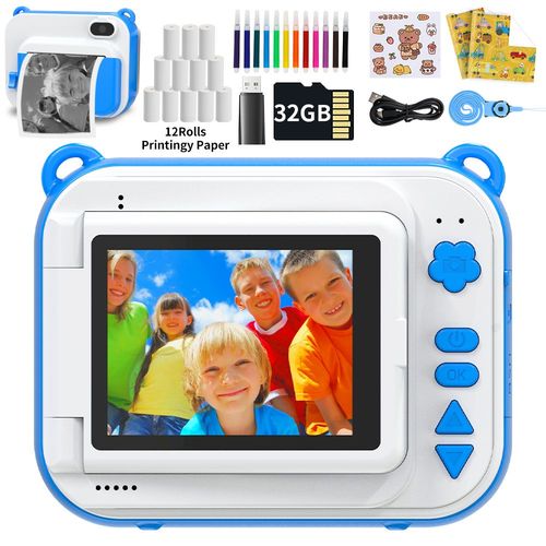 Caméra instantanée pour enfants - Appareil Photo Numérique Instantané Pour Enfants De 3 À 12 Ans, Filles Et Garçons, Écran 2.4 Pouces, Papier D'impression Thermique, Cadeau D'anniversaire Pour Enfants