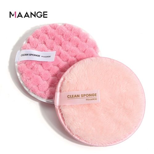 Tampon Démaquillant Réutilisable Pour Le Visage, 2 Pièces, Rose, Doux, Nettoyant Pour Tous Les Types De Peau, Lingettes Sans Produits Chimiques, Ombre À Paupières Et Fond De Teint 
