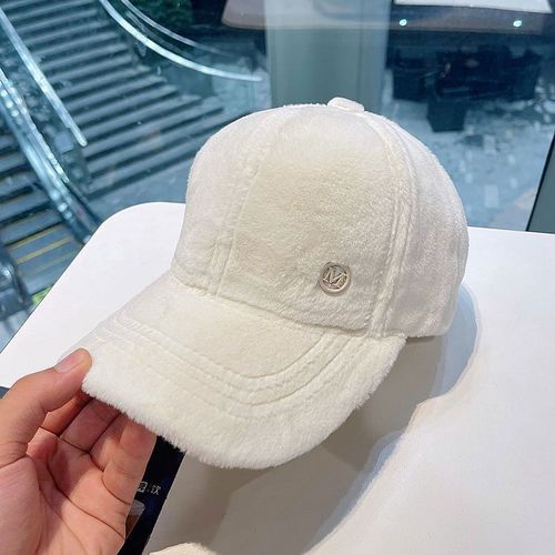 Casquette M Lettre En Fourrure De Lapin Mélangée Ins Tide, Marque De Chapeau En Peluche Assortie Avec Tout, Adapté Au Visage, Grande Casquette De Baseball, Automne Et Hiver