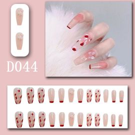 Faux Ongles Ravissants Avec Motifs, 24 Pièces/Boîte, Autocollants Artificiels Pour Ongles, Couverture Complète, Cercueil 