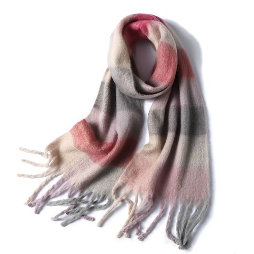 Écharpe Chaude À Carreaux Pour Femme, Châle En Cachemire Épais, Arc-En-Ciel, À La Mode, Nouvelle Collection Hiver