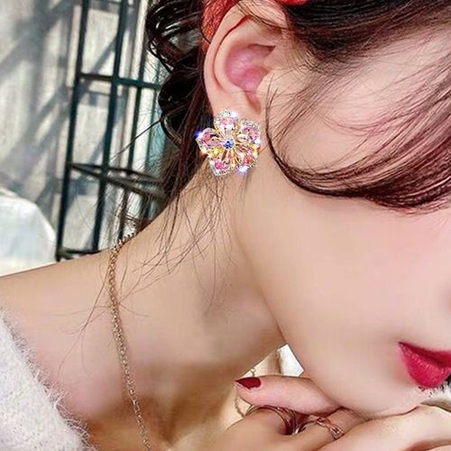 Boucles D'oreilles De Luxe En Strass Pour Femmes, Élégantes, Avec Aiguille En Argent 925, Petites Fleurs Exquises, Tendance