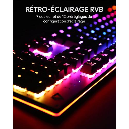 Clavier Gamer Mécanique Rétro-éclairé LED RGB 12 Dynamique Modes