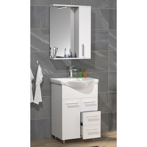 Vcm Ensemble De Meubles De Salle De Bains 3-Pièces Lavabo Tiroir Armoire De Toilette Lisalo L