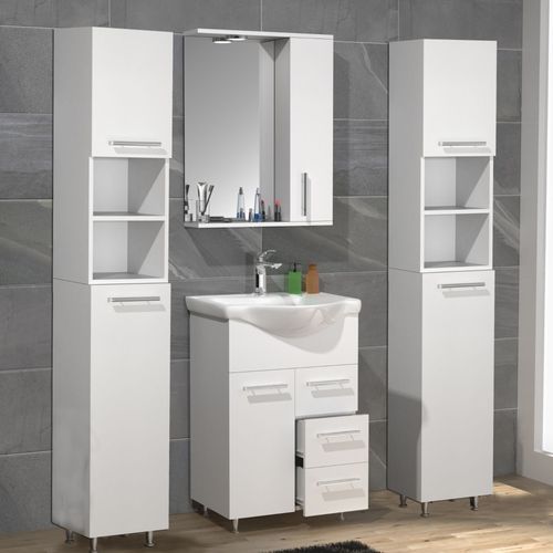 Vcm 5-Pièces Lavabo Lavabo Meubles De Salle De Bains Ensemble Lavabo Tiroir Armoire De Toilette Lisalo L