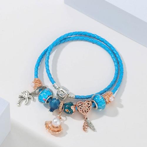 Bleu - 17cm - Bracelet Original Pour Enfants, Collection Océan, Tortue Bleue, Hippocampe, Narwhal, Dauphin Perlé, Pour Garçons Et Filles