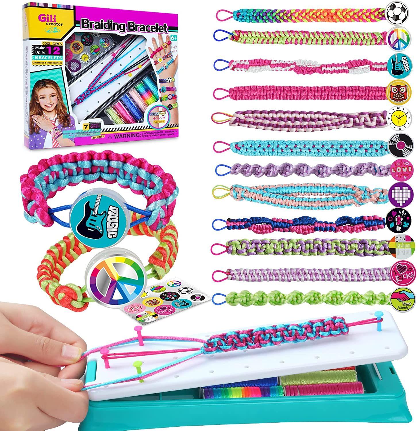 Kit de fabrication de bracelet d'amitié pour les filles, kits d'artisanat  de bricolage jouets pour les 8-10 ans fabricant de bijoux enfants