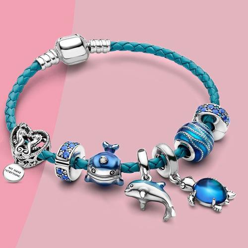 Bleu - 21cm - Bracelet Original Pour Enfants, Collection Océan, Tortue Bleue, Hippocampe, Narwhal, Dauphin Perlé, Pour Garçons Et Filles