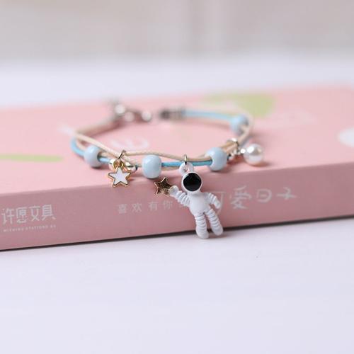 Bracelet Pendentif'astronaute Créatif Coréen Mignon De Dessin Animé Pour Fille Douce Étudiante En Céramique Perlé Tissé À La Main Accessoires De Bijoux