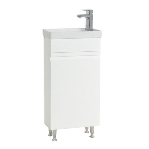 Vcm 2 Pcs. Set De Meubles De Salle De Bain Wc Pour Invités Lavabo Petit Lavabo Étroit Sans Poignée Silora M