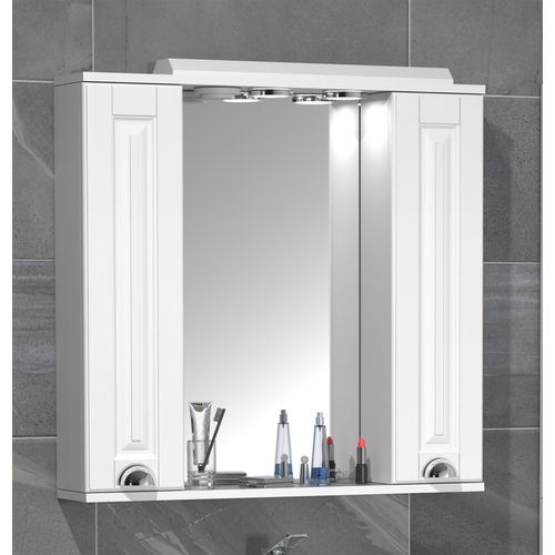 Vcm Miroir De Salle De Bain Miroir Mural 75 Cm Miroir Suspendu Armoire De Toilette Salle De Bain Style Rustique Porte Battante Éclairage Casalo Xl