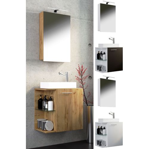Vcm 3-Pièces Ensemble De Meubles De Salle De Bain Wc Invités Salle De Bains Lavabo Petit Étroit Hausa Sc