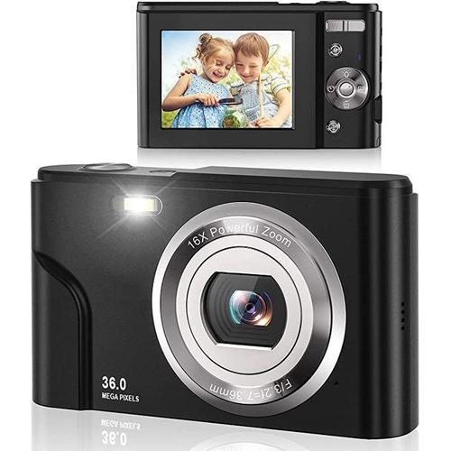 Pas de carte TF - Noir - Caméra Numérique Professionnelle 16x 36mp, 1080p Hd, Zoom Numérique, Pour Selfie, Caméscope Vidéo Lcd Portable