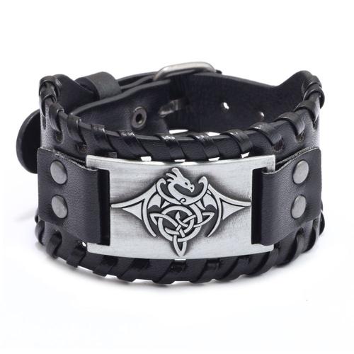 Rouge Rouille - Bracelet Rétro Large En Cuir Rune De Odi Pour Hommes, Bijoux Celtiques Viking, Boussole, Accessoires, Cadeaux De Fête, Nouvelle Collection