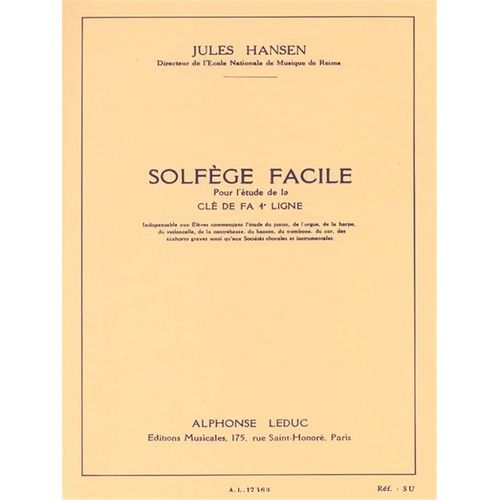 Solfège Facile Clé De Fa 4 Eme Ligne J Hansen