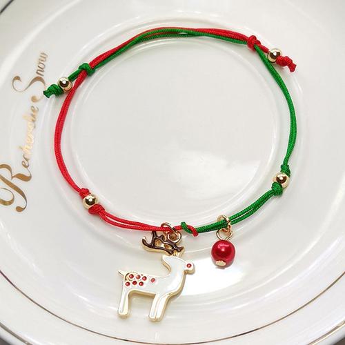 Bracelet Tressé En Corde, Thème De Noël, Père Noël, Elk, Pendentif Arbre De Noël, En Alliage, Cadeaux De Noël Pour Femmes Et Enfants, Bijoux De Fête