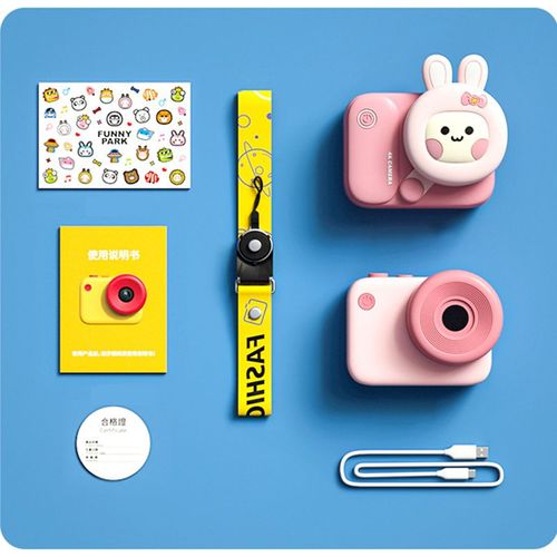 16 GB - lapin - Mini Appareil Photo Numérique Instantané avec Vidéo HD, Objectif Touriste Statique, Photo Thermique, Jouet pour Enfants, Cadeau'Anniversaire et de Noël pour Garçons et Bol