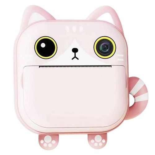 chat - Mini Appareil Photo Numérique Instantané HD graphite Pouces pour Enfant, Portable, avec Papier'Impression Thermique et Autocollants de Dessin Animé