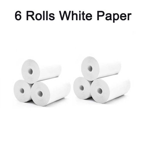Paper blanc de 6 rouleaux - Papier photo thermique blanc coloré sans BPA C3 Pro pour toutes les imprimantes instantanées, autocollant de bricolage, appareil photo pour enfants, cadeau extérieur