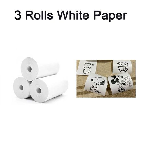Paper blanc de 3 rouleaux - Papier photo thermique blanc coloré sans BPA C3 Pro pour toutes les imprimantes instantanées, autocollant de bricolage, appareil photo pour enfants, cadeau extérieur