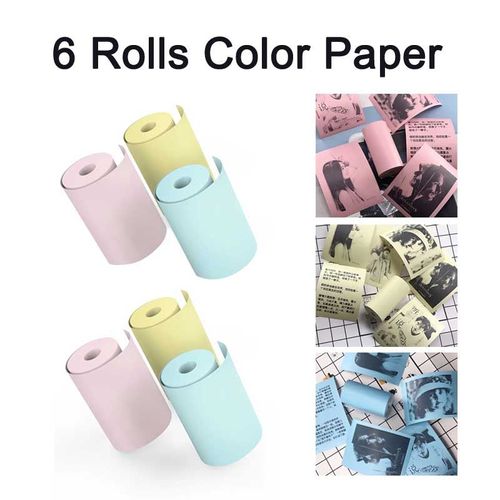 Paper de couleur 6 rouleaux - Papier photo thermique blanc coloré sans BPA C3 Pro pour toutes les imprimantes instantanées, autocollant de bricolage, appareil photo pour enfants, cadeau extérieur