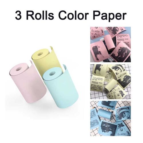 Papier de couleur 3 rouleaux - Papier photo thermique blanc coloré sans BPA C3 Pro pour toutes les imprimantes instantanées, autocollant de bricolage, appareil photo pour enfants, cadeau extérieur