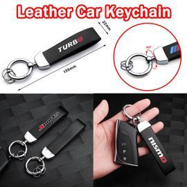 Porte-clés en cuir tissé à la main pour voiture, porte-clés en fer