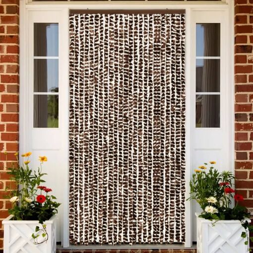 vidaXL Moustiquaire Marron et blanc 100x220 cm Chenille