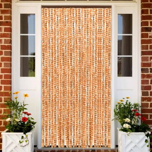vidaXL Moustiquaire Ocre et blanc 100x220 cm Chenille