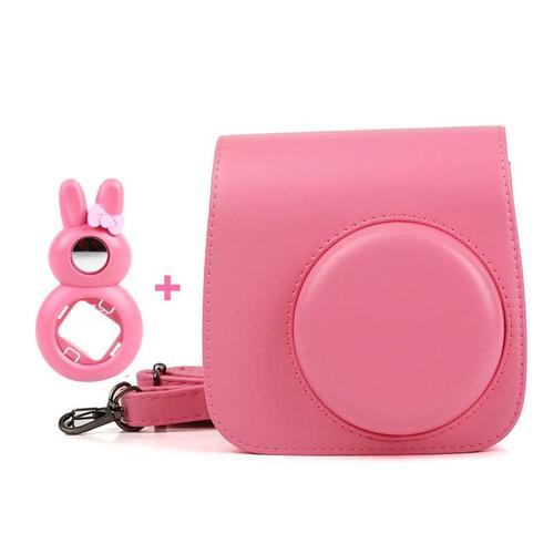 Étui pour appareil photo en cuir PU et lentille de Selfie en forme de lapin pour Fujifilm Instax Mini 9 Film instantané sac à main pour appareil photo 5 couleurs pour Mini9