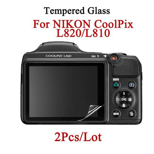 Protecteur d'écran pour NIKON CoolPix L820 2 pièces Film en verre trempé HD transparent anti-rayures pour appareil photo